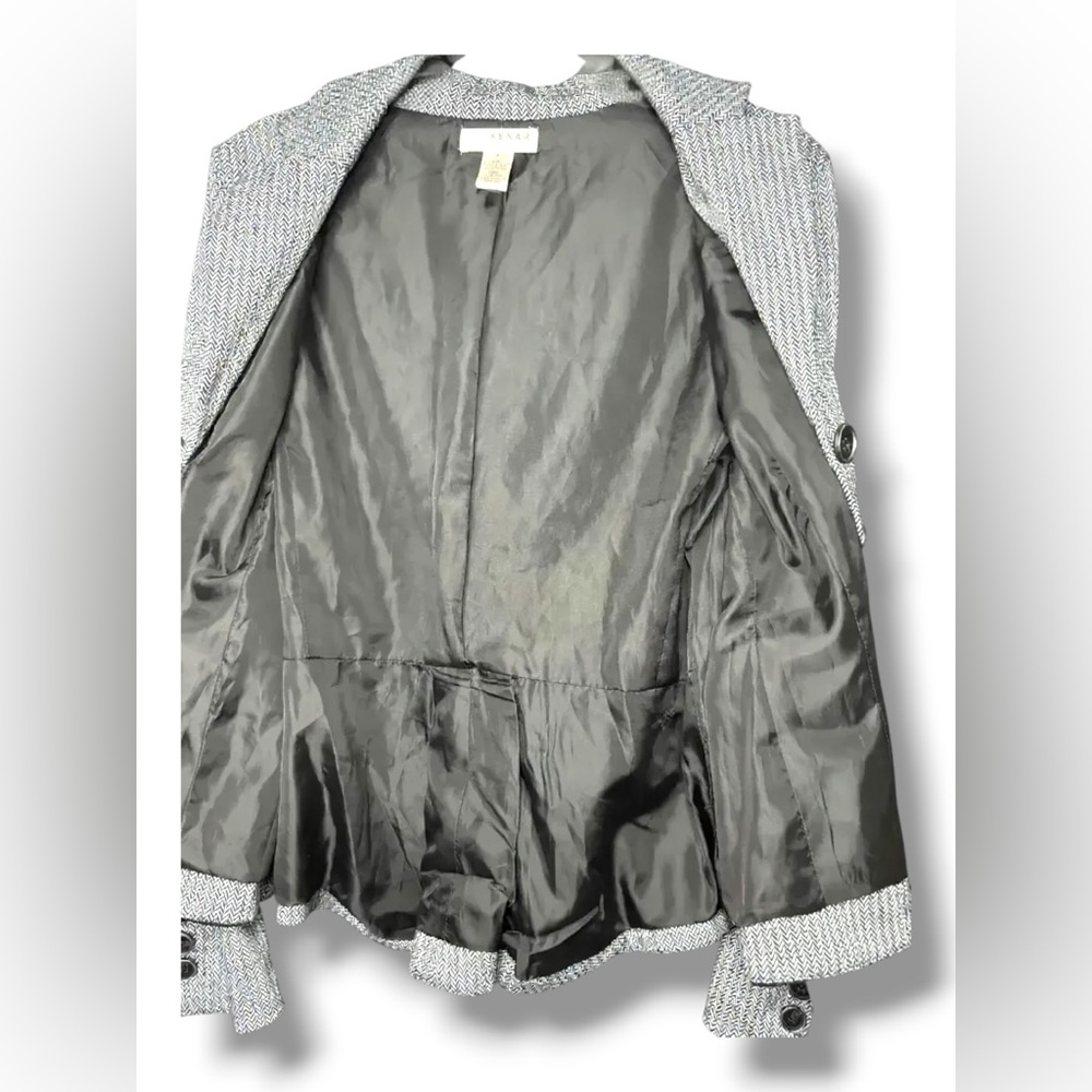 Kenar Black Gray Knit Blazer Jacket Size L Tailored Career 3 Button - Picture 5 of 8